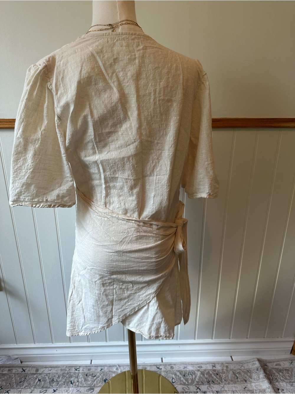 Cream Wrap Mini Dress - Picture 4 of 4
